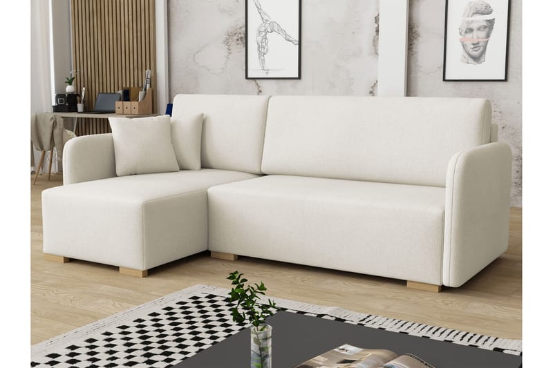 Amelus Sovesofa Med 4-Personers Divan - Hvid - Møbler - Sofaer - Sovesofaer