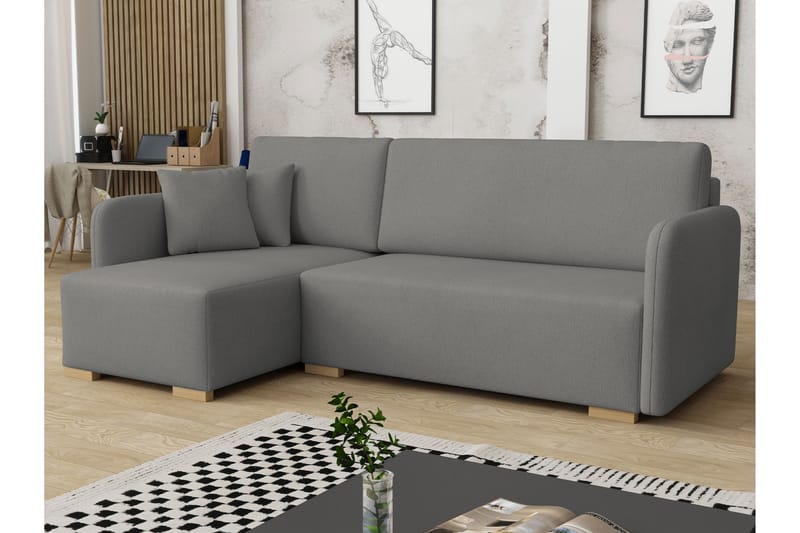 Amelus Sovesofa Med 4-Personers Divan - Grå - Møbler - Sofaer - Sovesofaer