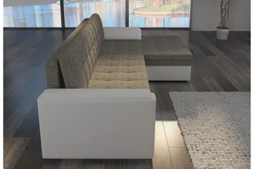 Amerikansk hjørnesovesofa med Divan - Grå / hvid - Møbler - Sofaer - Sovesofaer