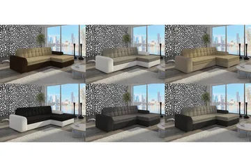 Amerikansk hjørnesovesofa med Divan - Grå / hvid - Møbler - Sofaer - Sovesofaer