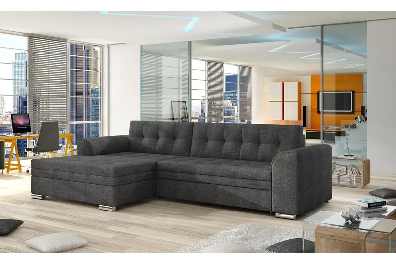 Amerikansk hjørnesovesofa med Divan, Grå