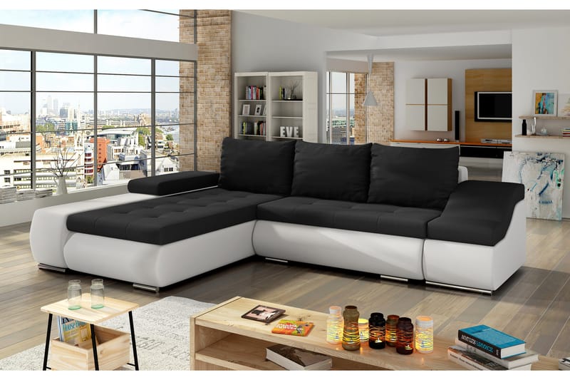 Amieva sovesofa - Sort/Hvid - Sovesofaer - 4 personers sovesofa