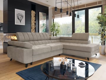 Amshyttan 4-personers sovesofa med chaiselong højre - Beige - Møbler - Sofaer - Sovesofaer