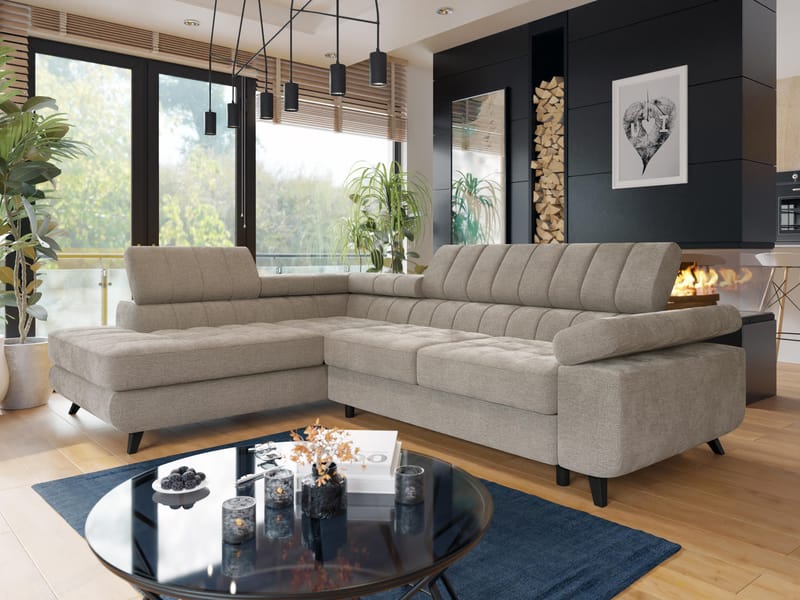 Amshyttan 4-personers sovesofa med chaiselong venstre - Beige - Møbler - Sofaer - Sovesofaer