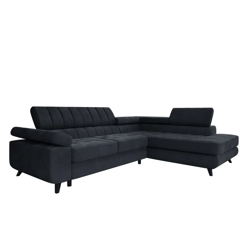Amshyttan 4-personers sovesofa med chaiselong højre, Sort
