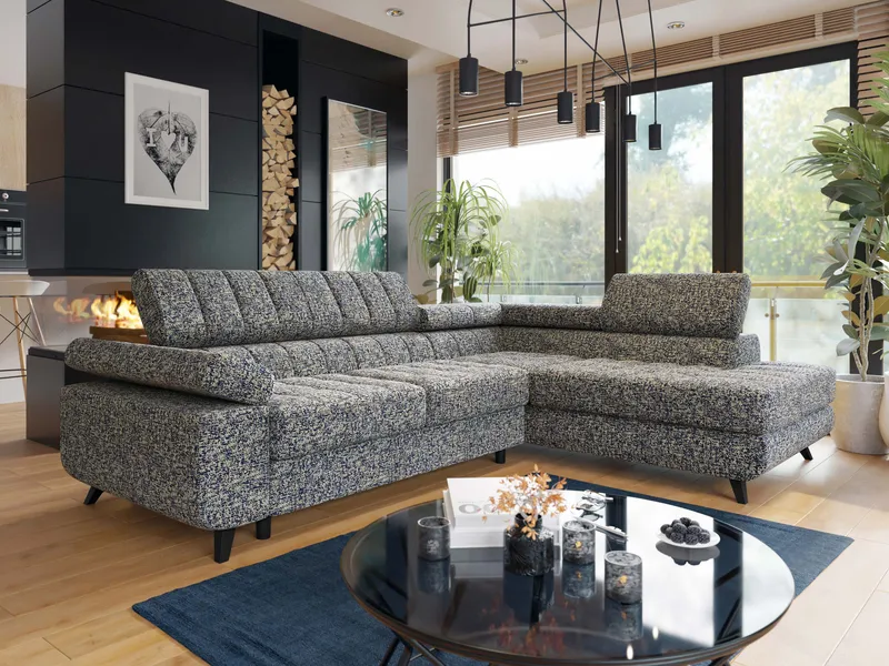 Amshyttan Sovesofa med chaiselong 4-personers, Blå