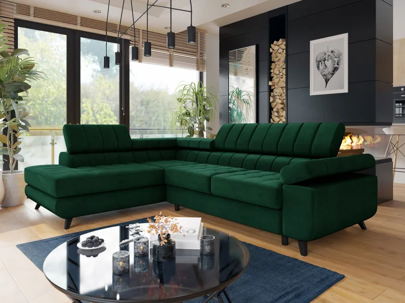 Amshyttan Sovesofa med chaiselong 4-personers, Grøn