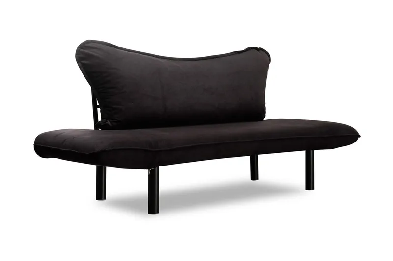 Annabelle 2-personers Foldbar Sovesofa 66x182 cm i Fløjl - Sort - Møbler - Sofaer - Sovesofaer