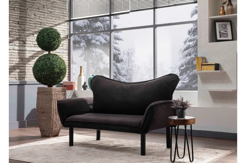 Annabelle 2-personers Foldbar Sovesofa 66x182 cm i Fløjl - Sort - Møbler - Sofaer - Sovesofaer