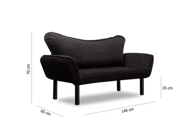 Annabelle 2-personers Foldbar Sovesofa 66x182 cm i Fløjl - Sort - Møbler - Sofaer - Sovesofaer