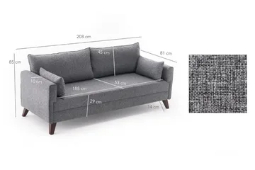 Antigua 3-personers Sovesofa 150x190 cm i Stof - Grå - Møbler - Sofaer - Sovesofaer