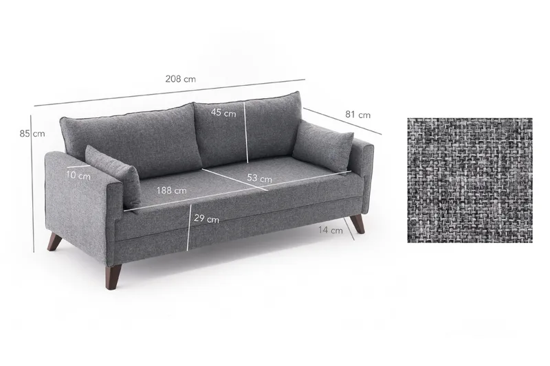 Antigua 3-pers. Sovesofa - Grå - Møbler - Sofaer - Sovesofaer