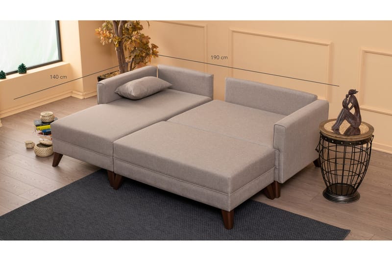 Antigua Divansovesofa til venstre - Beige - Møbler - Sofaer - Sofa med chaiselong - 4 personers sofa med chaiselong