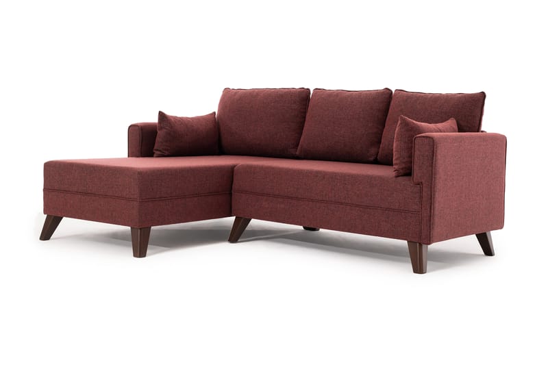 Antigua Divansovesofa til venstre - Rød - Sofa med chaiselong - 4 personers sofa med chaiselong
