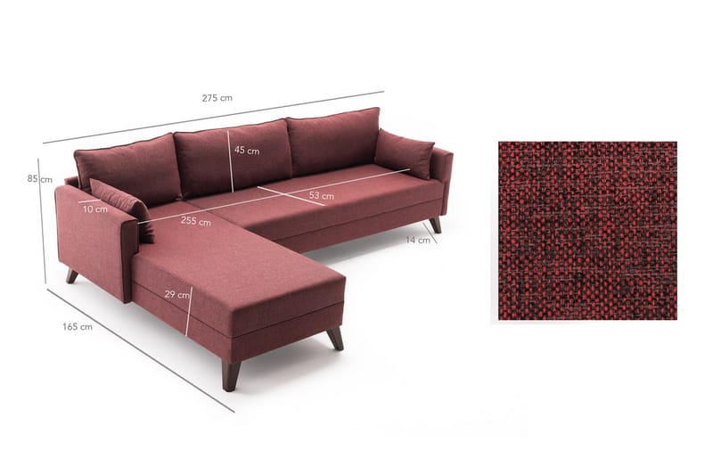 Antigua Divansovesofa til venstre - Rød - Møbler - Sofaer - Sovesofaer