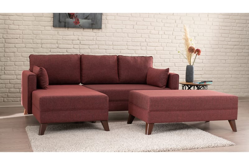 Antigua Divansovesofa til venstre - Rød - Sofa med chaiselong - 4 personers sofa med chaiselong