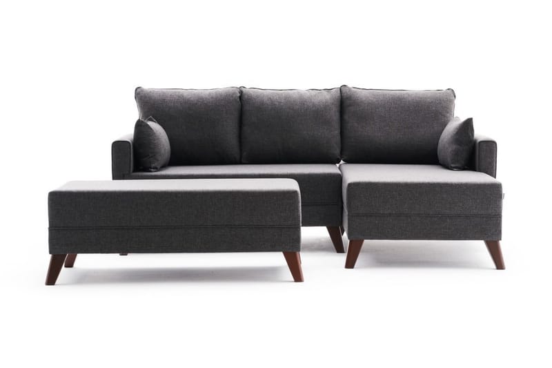 Antigua Mini Sovesofa med Chaiselong Højre - Antracit/Brun - Sovesofaer - Sovesofa chaiselong