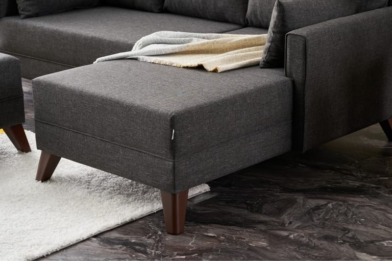 Antigua Mini Sovesofa med Chaiselong Højre - Antracit/Brun - Sovesofaer - Sovesofa chaiselong