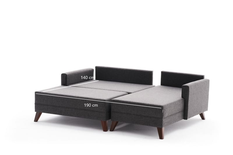 Antigua Mini Sovesofa med Chaiselong Højre - Antracit/Brun - Sovesofaer - Sovesofa chaiselong