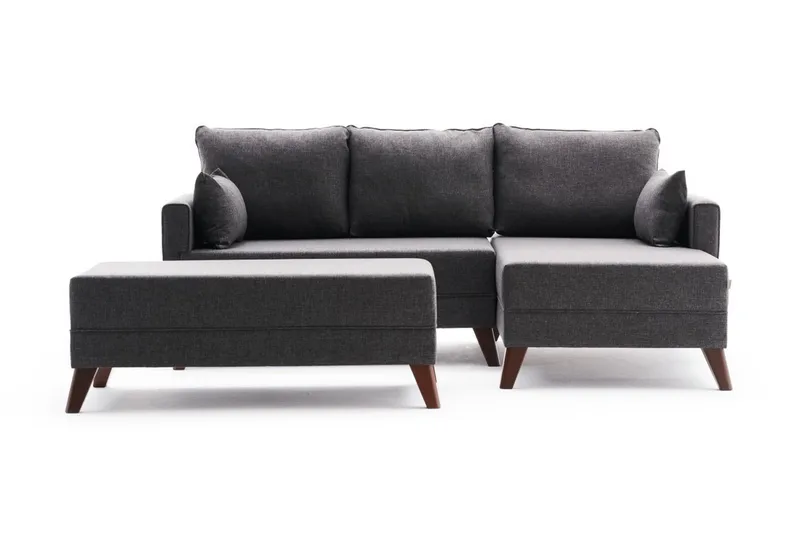Antigua Mini Sovesofa med Chaiselong Højre, Antracit/Brun