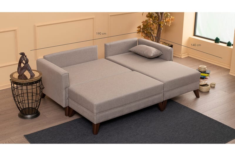 Antigua sovesofa med diva højre - Beige - Møbler - Sofaer - Sofa med chaiselong - 4 personers sofa med chaiselong