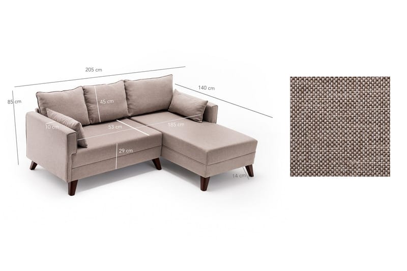 Antigua sovesofa med diva højre - Beige - Møbler - Sofaer - Sofa med chaiselong - 4 personers sofa med chaiselong