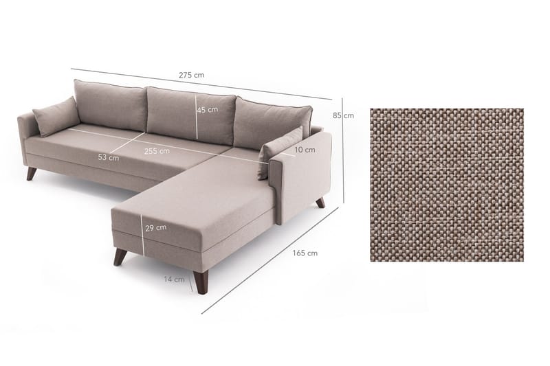 Antigua sovesofa med diva højre - Beige - Møbler - Sofaer - Sovesofaer