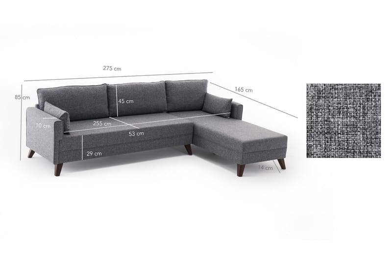 Antigua sovesofa med diva højre - Grå - Møbler - Sofaer - Sovesofaer