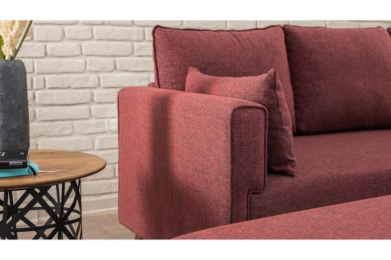Antigua sovesofa med diva højre - Rød - Sofa med chaiselong - 4 personers sofa med chaiselong