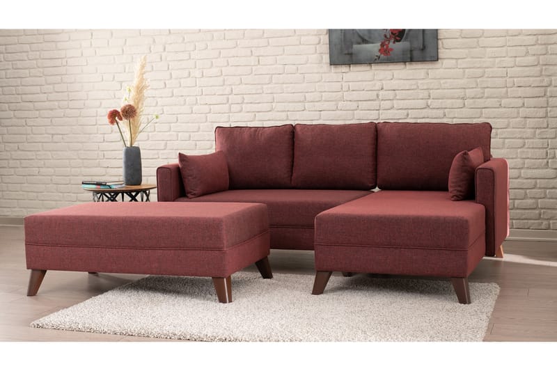 Antigua sovesofa med diva højre - Rød - Sofa med chaiselong - 4 personers sofa med chaiselong