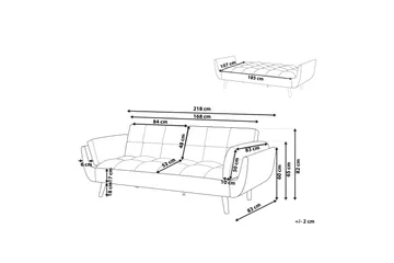 Asaby 3-Pers. Sovesofa - Velour/Mørkeblå - Møbler - Sofaer - Sovesofaer