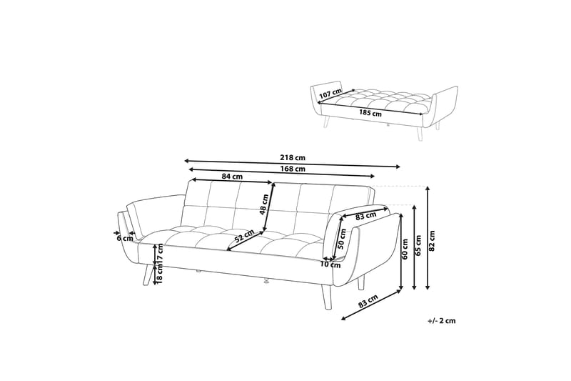 Asaby 3-Pers. Sovesofa - Velour/Mørkeblå - Møbler - Sofaer - Sovesofaer