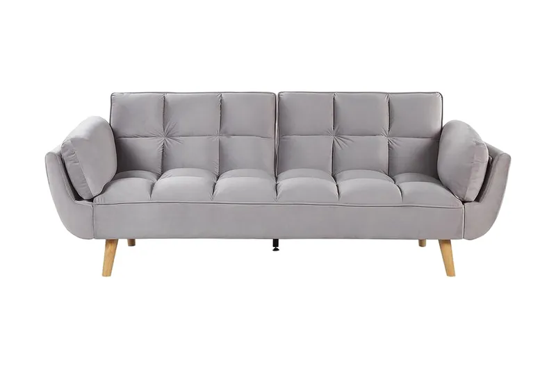 Asaby 3-personers Rektangulær Sovesofa 107x185 cm i Fløjl, Grå