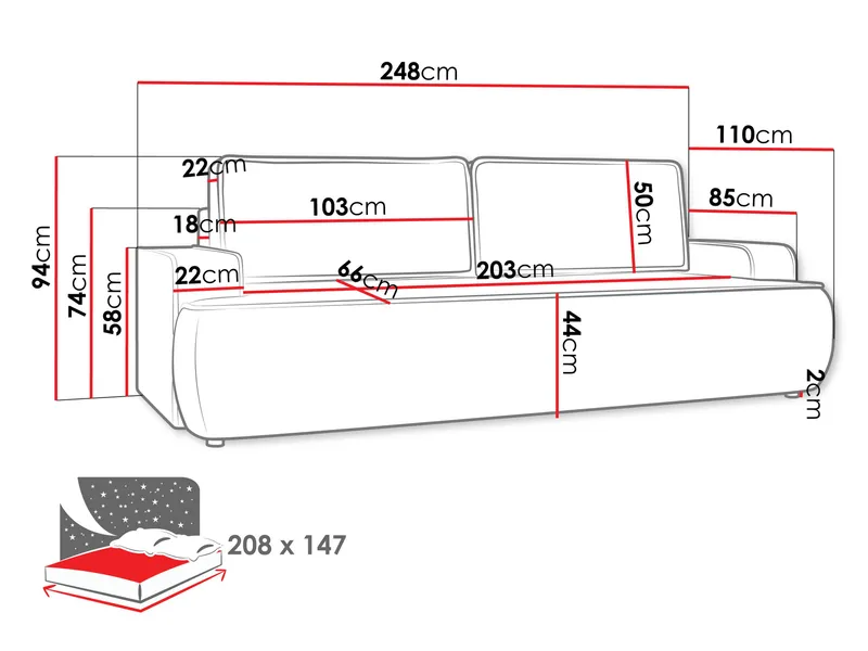 Avignon Sovesofa 3-personers - Beige - Møbler - Sofaer - Sovesofaer