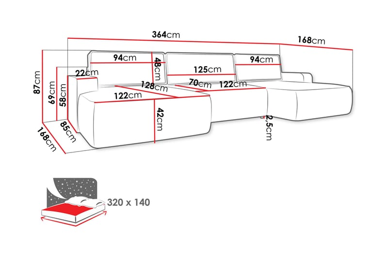 Avignon Sovesofa Dubbeldivan 5-sits - Beige - Møbler - Sofaer - Sovesofaer