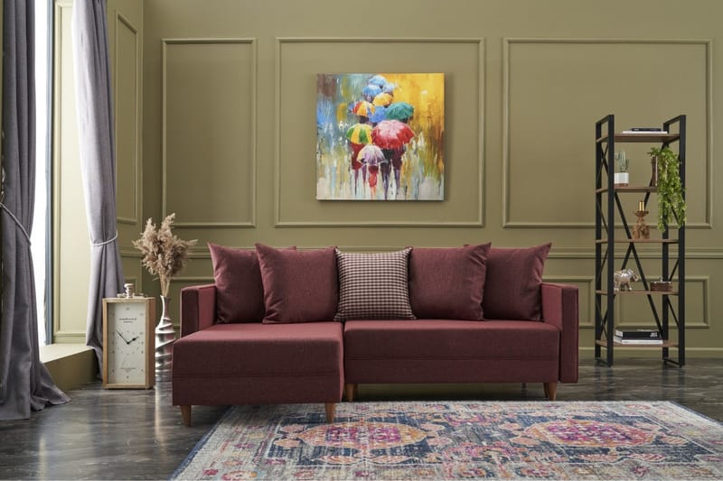 Aydama Sovesofa m. Chaiselong 4-Pers. 192x135 - Rød - Møbler - Sofaer - Sovesofaer
