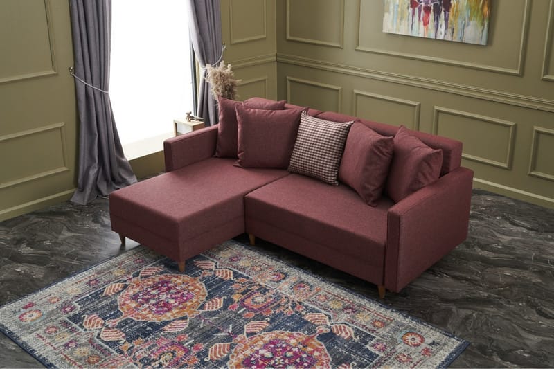 Aydama Sovesofa m. Chaiselong 4-Pers. 192x135 - Rød - Møbler - Sofaer - Sovesofaer