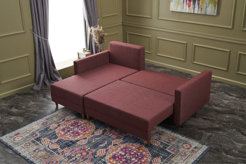 Aydama Sovesofa m. Chaiselong 4-Pers. 192x135 - Rød - Møbler - Sofaer - Sovesofaer