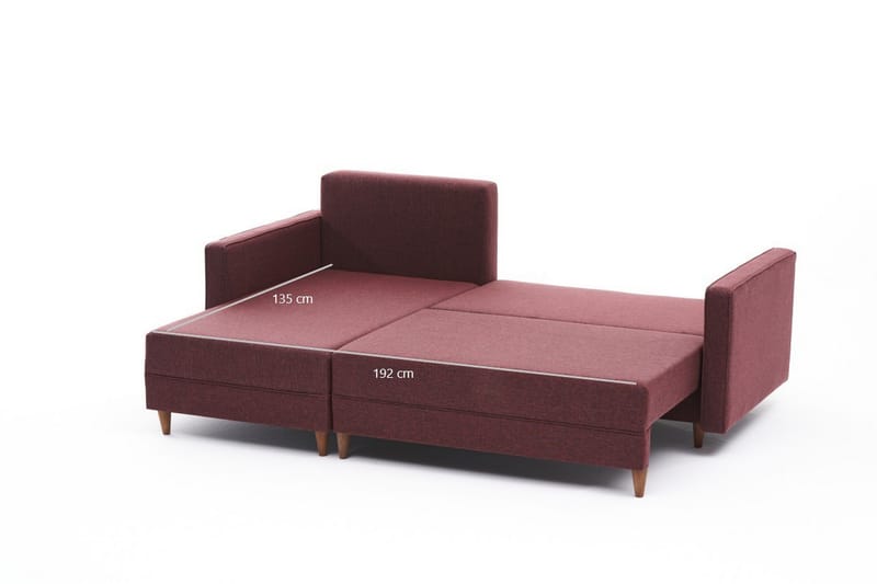 Aydama Sovesofa m. Chaiselong 4-Pers. 192x135 - Rød - Møbler - Sofaer - Sovesofaer