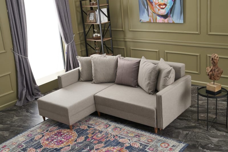 Aydama Sovesofa m. Chaiselong 4-Pers. 192x135 - Cream - Møbler - Sofaer - Sovesofaer