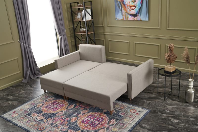 Aydama Sovesofa m. Chaiselong 4-Pers. 192x135 - Cream - Møbler - Sofaer - Sovesofaer