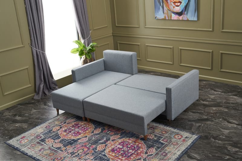 Aydama Sovesofa m. Chaiselong 4-Pers. 192x135 - Blå - Møbler - Sofaer - Sovesofaer