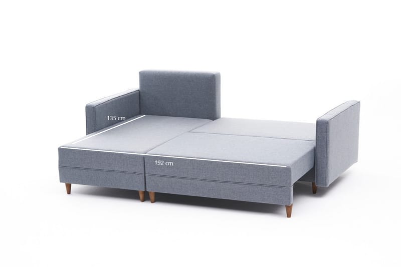 Aydama Sovesofa m. Chaiselong 4-Pers. 192x135 - Blå - Møbler - Sofaer - Sovesofaer