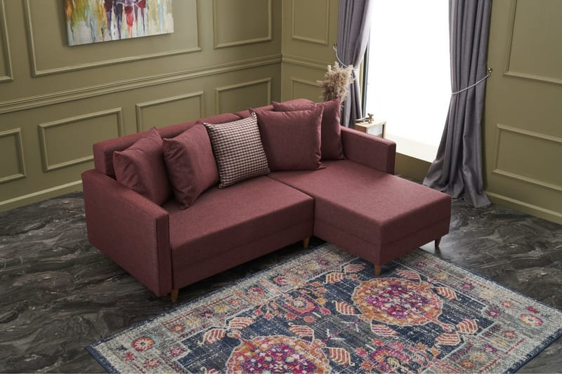 Aydama Sovesofa m. Chaiselong 4-Pers. 192x135 - Rød - Møbler - Sofaer - Sovesofaer
