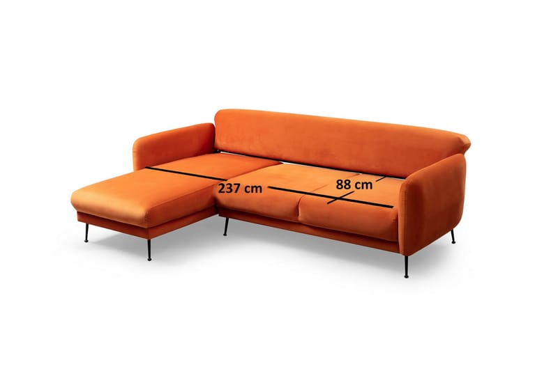 Azeriah Sovesofa med Chaiselong Venstre - Orange - Sovesofaer - Sovesofa chaiselong