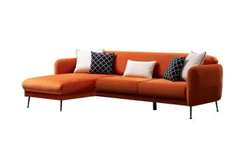 Azeriah Sovesofa med Chaiselong Venstre - Orange - Møbler - Sofaer - Sovesofaer
