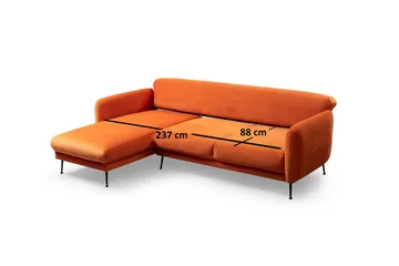 Azeriah Sovesofa med Chaiselong Venstre - Orange - Møbler - Sofaer - Sovesofaer