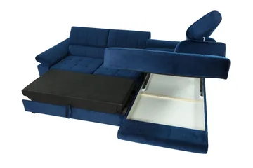 Azoulay Højrevendt Sovesofa 123x193 cm med Opbevaring i Fløjl - Grå - Møbler - Sofaer - Sovesofaer