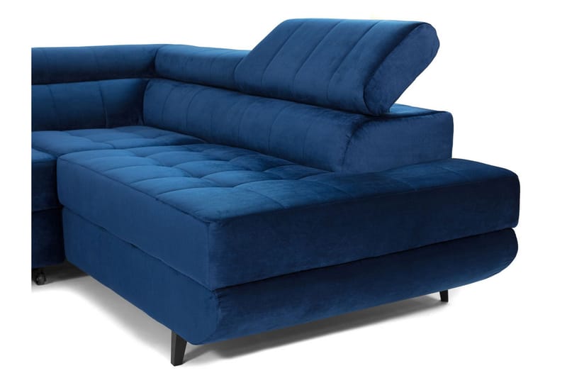 Azoulay Højrevendt Sovesofa 123x193 cm med Opbevaring i Fløjl - Grå - Møbler - Sofaer - Sovesofaer