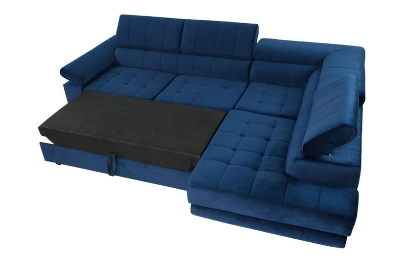 Azoulay Højrevendt Sovesofa 123x193 cm med Opbevaring i Fløjl - Grå - Møbler - Sofaer - Sovesofaer